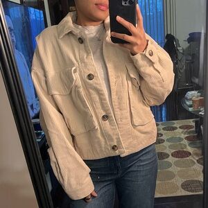 Forever 21 Cream Corduroy Jacket Size Small